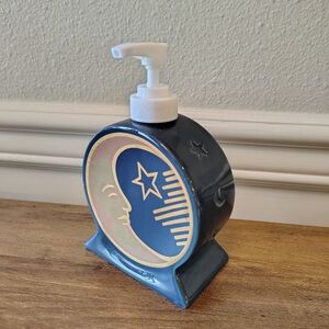 Vtg 90s Celestial Moon Stars Hand Soap Dispenser Metallic Gold Blue